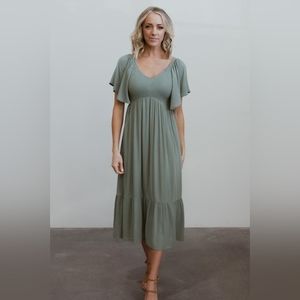 Baltic Born Small Sage Green Smocked Dress Knee Length